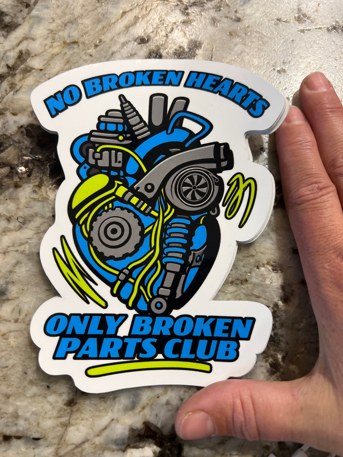 No Broken Hearts only Broken Parts Sticker